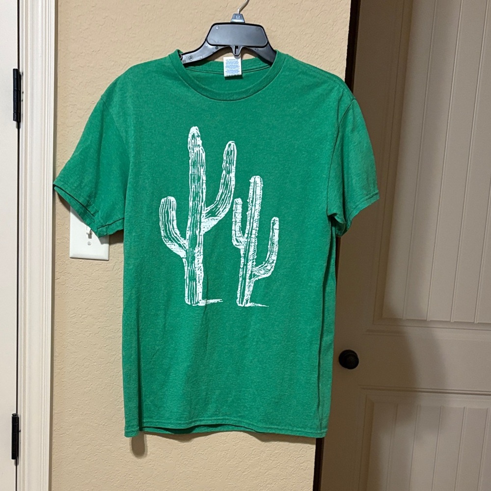 Green T-Shirt with Cactus Print